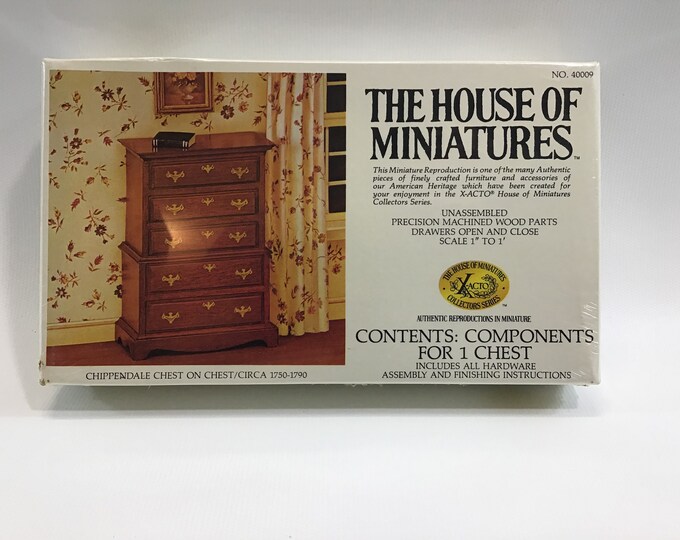 Xacto House of Miniatures Furniture Kit No. 40009 Chippendale Chest on Chest Dollhouse Mini 1