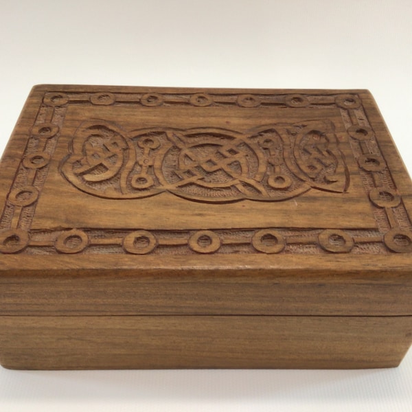 Jewelry Box Valet Hand Carved Cedar Vintage Vanity Decor