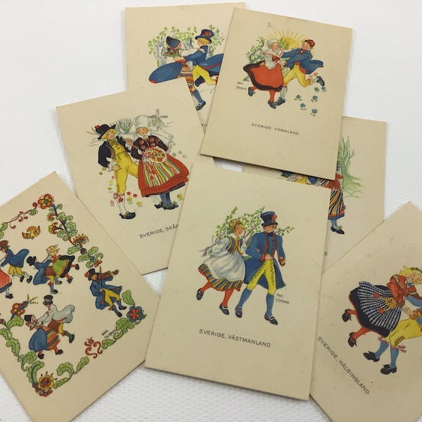 National Costume Mini Cards Series 1 and Series 2 Vintage Souvenir Ephemera Stockholm Sweden