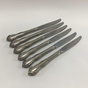 Dinner Knife 6 Piece Set Vintage Quality Made Oneida Ltd Rogers Deluxe Stainless Flatware