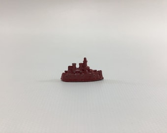 Cracker Jack Prize Battleship 1920s Vintage Miniature Toy Red Cold Painted Pot Metal