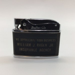 Insurance Agency Advertising Cigarette Lighter Brother-Lite Vintage 1950s Collectible Tobacciana