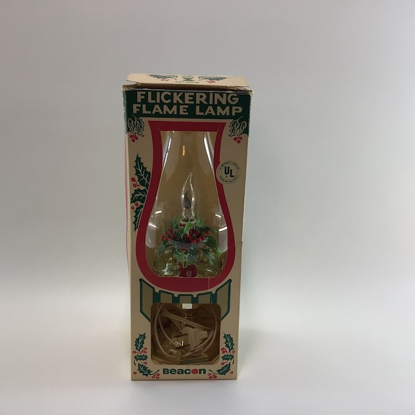 Beacon Flickering Flame Lamp Vintage Kitschy Christmas Lighted Holiday Decor