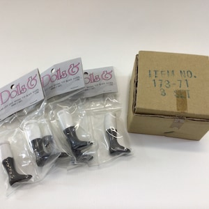 Porcelain Lady Legs High Top Black Shoes Vintage Mangelsen Doll Parts Box of 3 Sets No 173-71