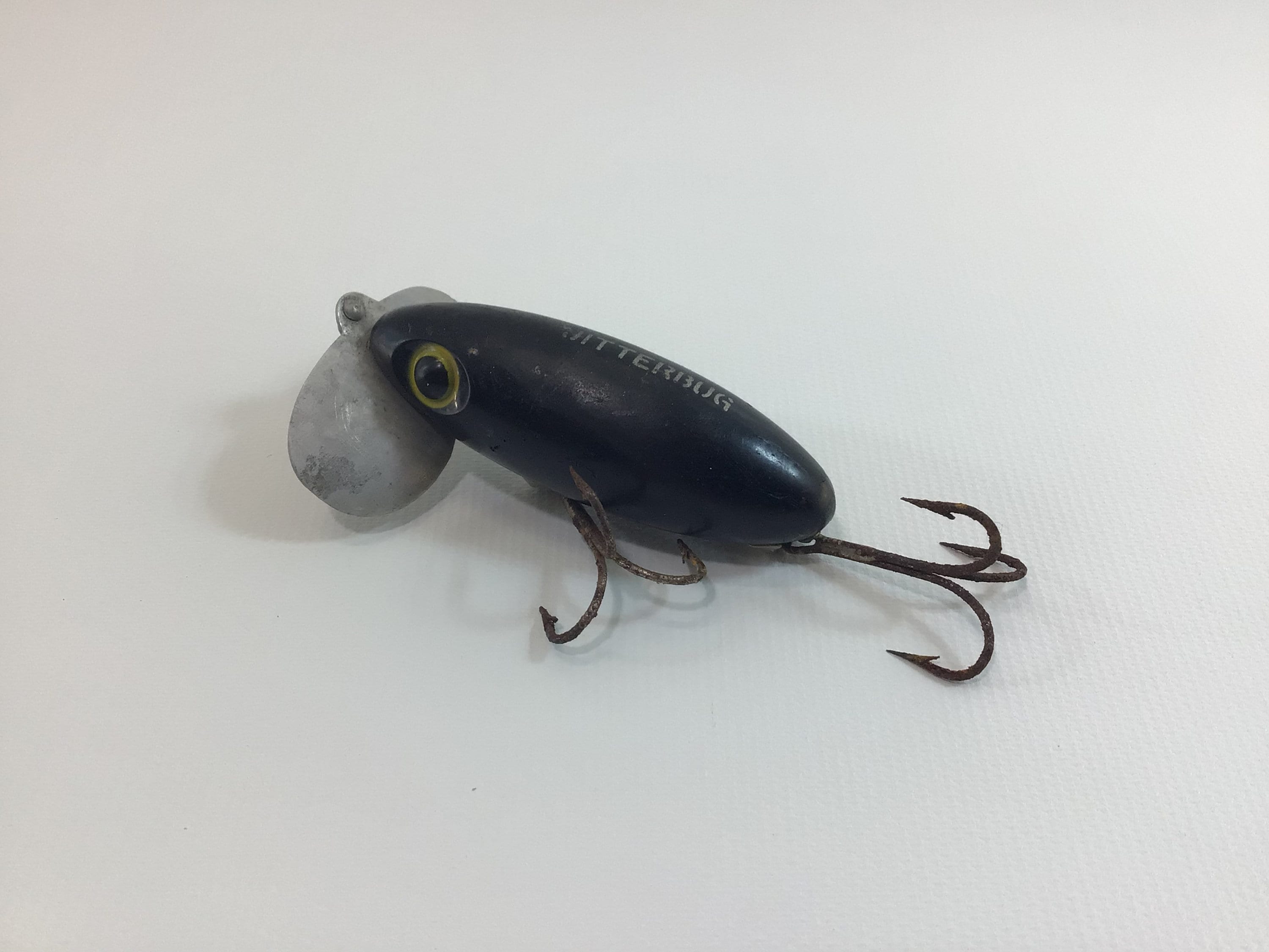 Black Jitterbug Vintage Fred Arbogast Fishing Lure Akron Ohio 