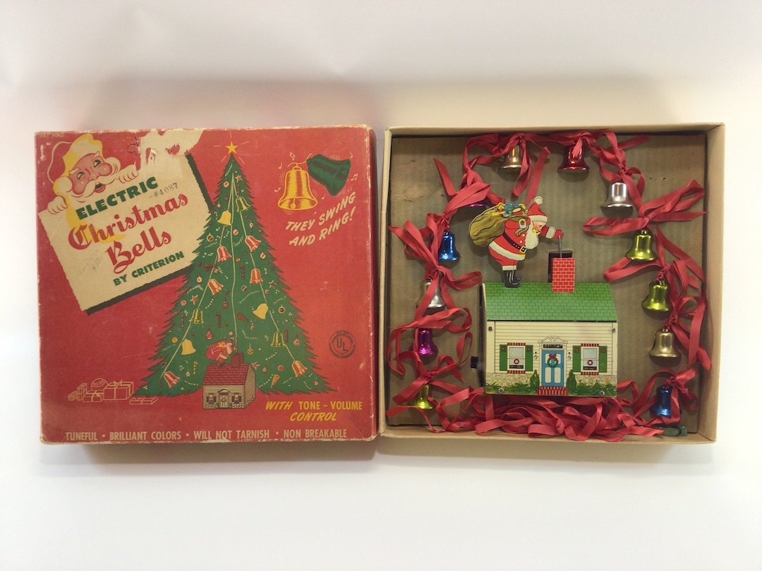 Electric Christmas Bells by Criterion Vintage Tin Litho Christmas Tree
