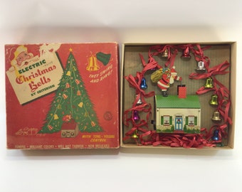 Electric Christmas Bells by Criterion Vintage Tin Litho Christmas Tree Holiday Decoration (Not Working)