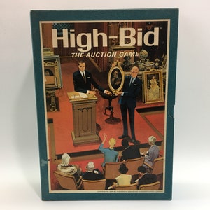 1965 High-Bid The Auction Game Bookshelf Game Vintage Minnesota Mining and Manufacturing Co Board Game