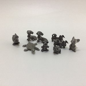 Miniature Pewter Animals Figurine Lot of 9 Vintage Collectible Display Figures