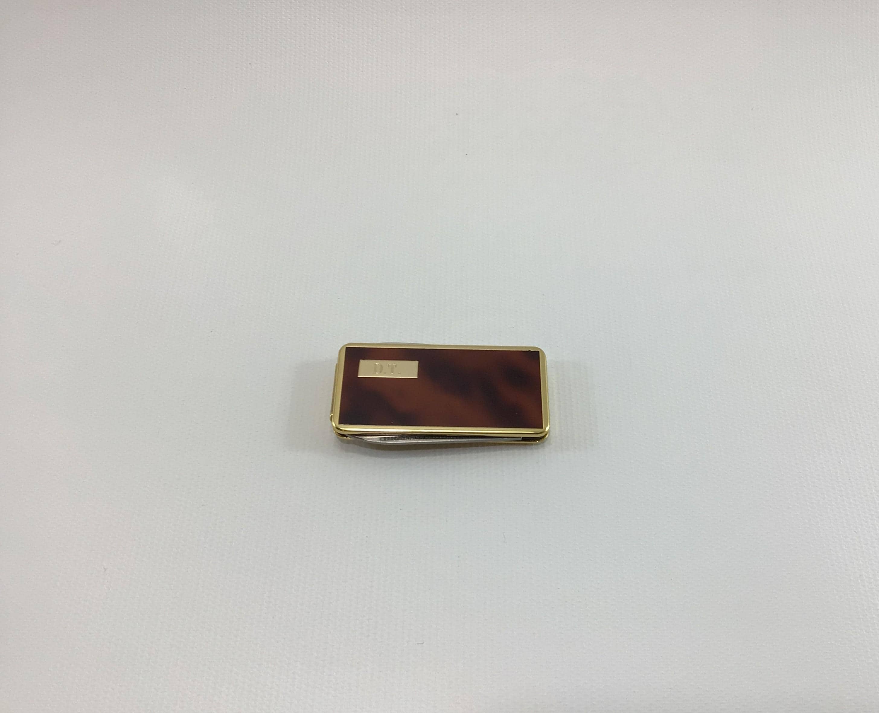 Colibri Money Clip Gentleman's Knife with D T Monogram Vintage Made in Japan Mid Century Men's Fashion Accessory