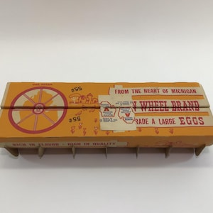 Grade A Large Eggs Carton 1 Doz Box Vintage Advertising Ephemera Country Kitchen Farmhouse Decor Wagon Wheel Brand St. Johns Michigan