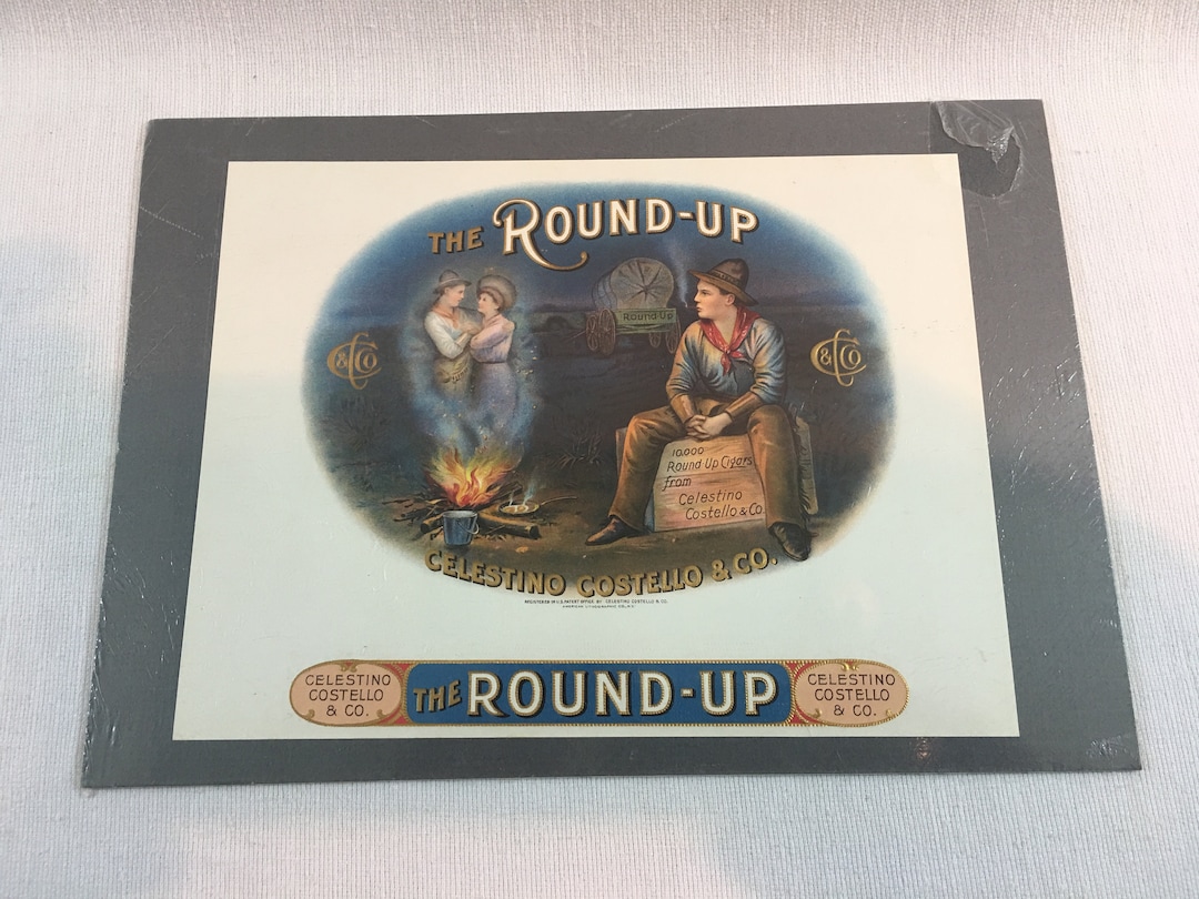 Vintage Roundup Cigar Box Label Celestino Costello & Co Etsy
