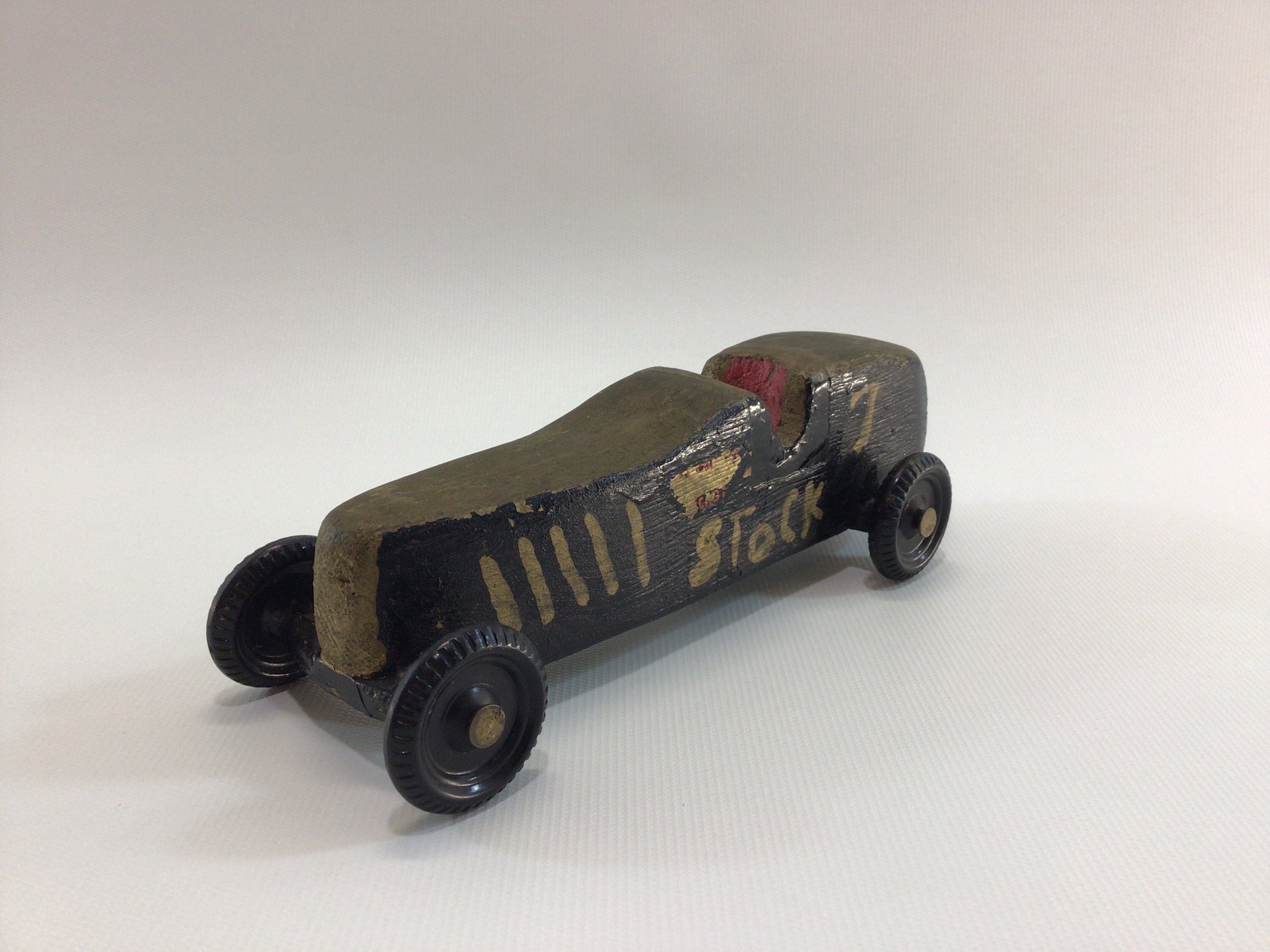 Early Pinewood Derby Race Car Red 29 Boattail Era Style Vintage