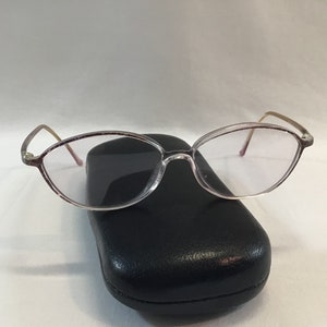 Vintage Women's Eyeglasses Tinted Translucent Pink Silhouette Frame Retro 80's Eyewear