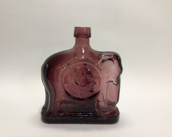 Wheaton Figural Decanter Bottle Republican 1972 Presidential Campaign Purple Color Glass