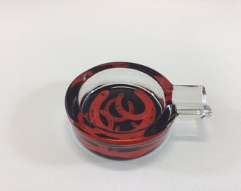 Clear Art Glass Horseshoes Ashtray Card Party Game or Bedside Table