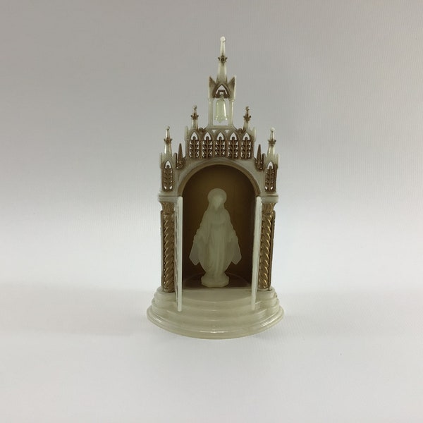 Mother Mary Open Arms Shrine 6" Hard Plastic Vintage Religious Shrine Travel Altar Made in Italy