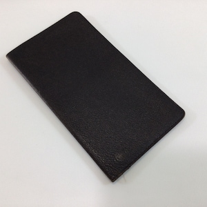 May include: A black leather wallet with a textured surface.