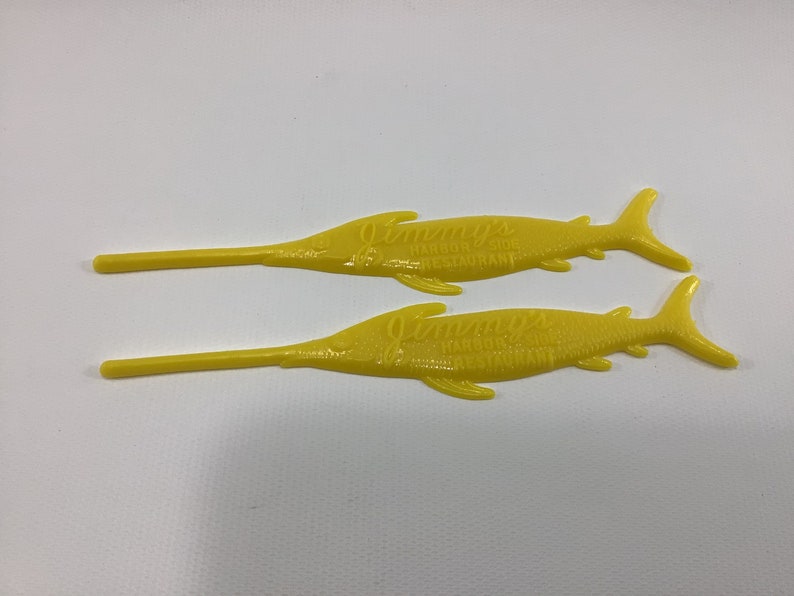 Swordfish Cocktail Swizzle Stir Sticks Vintage Barware Advertising Boston Fish Pier image 4