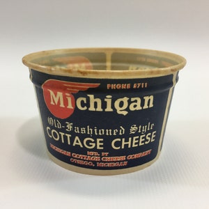 Vintage Cottage Cheese Container Michigan Old Fashion Style Small Single Serve Size
