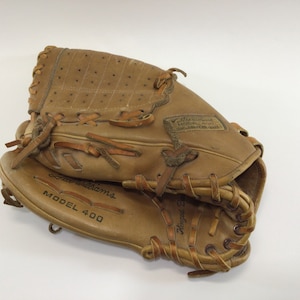 Sears Roebuck Ted Williams Model 400 12&quot; Leather Baseball Glove 16199 Hinged Pad Made in Japan Left Hander