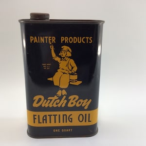 Dutch Boy Flatting Oil Tin Litho One Quart Can Vintage Shop Garage Advertising Mantique Collectible