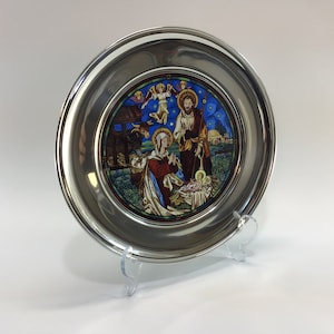 John's New Orleans Vintage US Historical Society Collector's Series Pewter Stained Glass 10 Plate 1983 Christmas Plate St