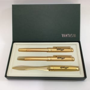 Pen & Letter Opener Set Vantasia Gold Tone Vintage Kellogg's Advertising Collectible