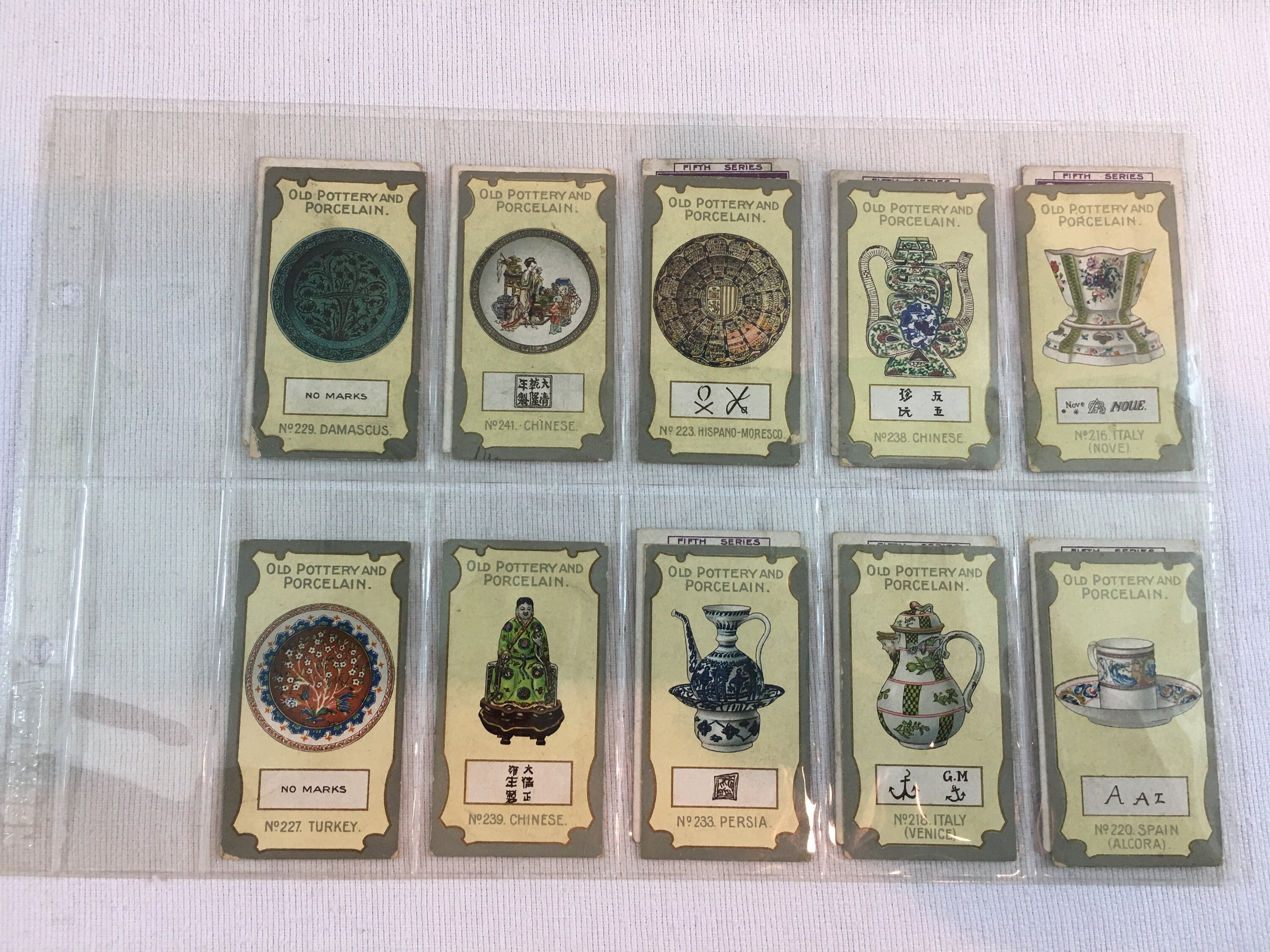 Antique Chairman Cigarettes Trade Cards Old Pottery & Porcelain 5th Series 