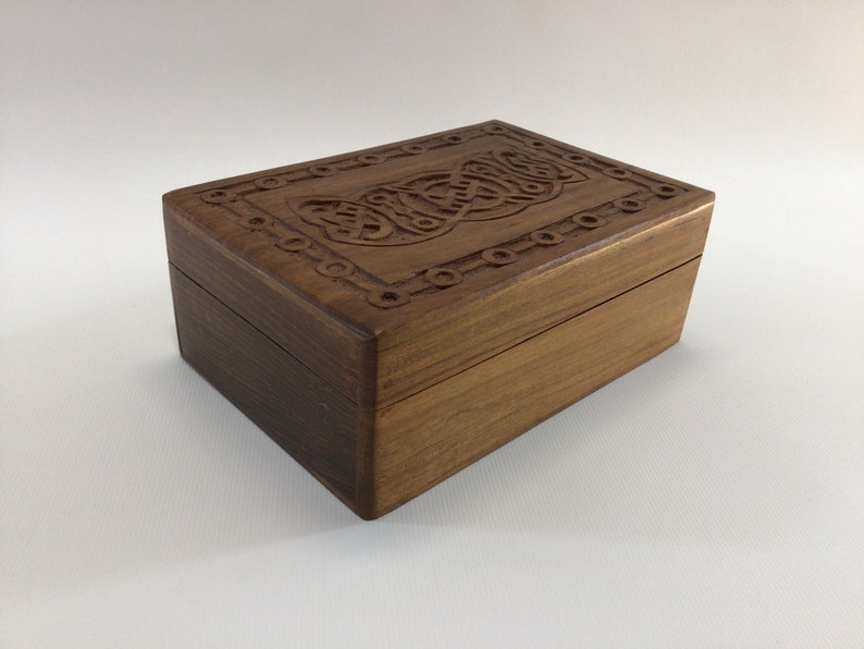 Jewelry Box Valet Hand Carved Cedar Vintage Vanity Decor