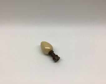 Cream Color Wooden Bulb and Brass Lamp Shade Finial Vintage Home Lighting Replacement Part