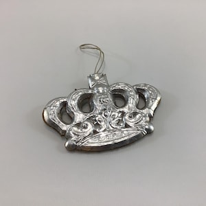 Silver Crown Dresden Christmas Tree Ornament German Scrap Antique Die-cut Embossed Paper Holiday Ephemera