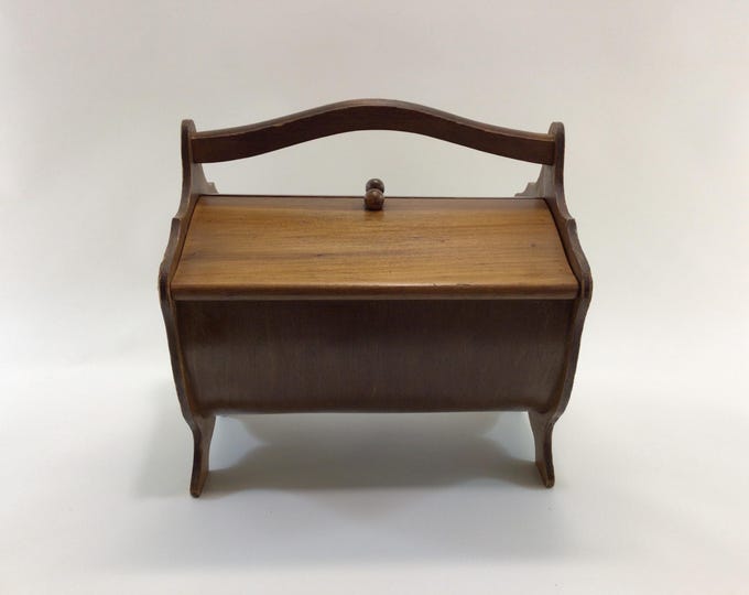 Small Wooden Sewing Box Vintage Sewing Notions Storage Container Home ...