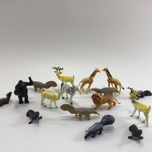 Wild Safari Animals 1970s Plastic Collectible Star Merch Toy Figurines Made in Hong Kong Kitschy Dime Store Toys