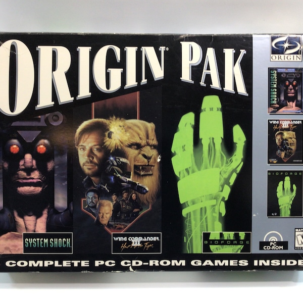 Bioforge System Shock Wing Commander Vintage PC Video Game 1994 Origin Pak CD ROM