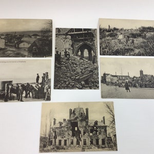 Antique RPPC Real Photo Postcards WWI Era German Soldiers in France Lot of 6 Cards