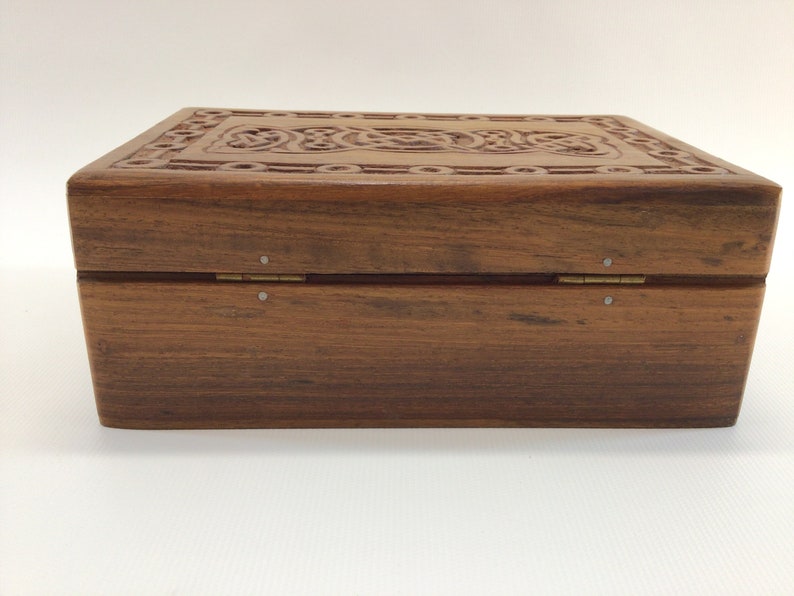 Jewelry Box Valet Hand Carved Cedar Vintage Vanity Decor
