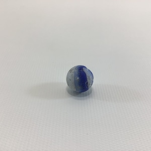 Clay Marble Blue White Swirl with Quartz Approx 1/2&quot; Antique Primitive Handmade Toy
