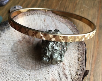 Monet Bangle Bracelet Gold Tone Engraved Texture