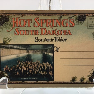 Hot Springs South Dakota Souvenir Postcard Foldout 1940&#39;s Ephemera