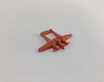 Cracker Jack Prize Military Airplane 1960s Vintage Miniature Toy Orange Hard Plastic Twin Engine Flying Boxcar US Air Corp