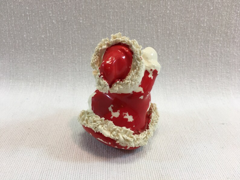 Ceramic Santa Claus Spaghetti Trim 1940/'s Vintage Christmas Roly Poly Rocker Figurine