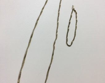 18k Gold Plate Chain Necklace Bracelet Set