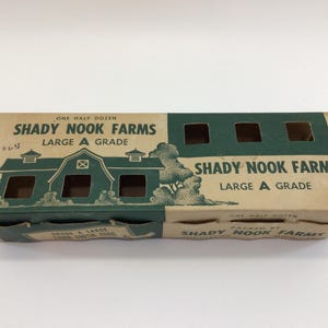Grade A Large Eggs Carton Half Dozen Box Vintage Advertising Ephemera Country Kitchen Farmhouse Decor Shady Nook Farms Middleton Michigan