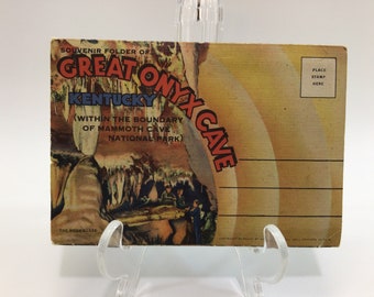 Great Onyx Cave Souvenir Postcard Foldout Antique 1940's Ephemera Collectible
