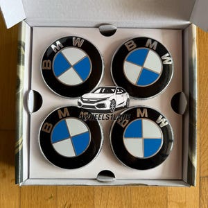 4x 68mm (2.68") Floating Wheel Center Caps – Compatible with BMW 5x120 – Spinning Hub Caps (2455269)