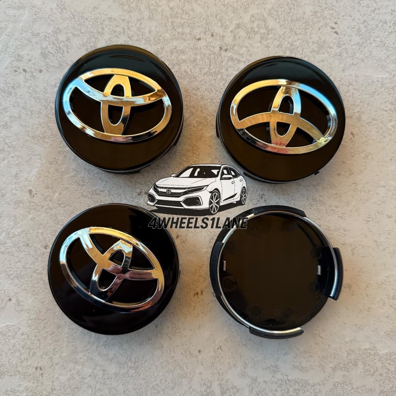 Toyota Wheel Center Caps - Black ABS Snap-In Hub Covers - 62mm (Set of 4pcs)