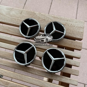 4pcs 75mm (2.95&quot;) fits Mercedes-Benz Black/Gloss/Chrome Center Caps Wheel Hub Covers