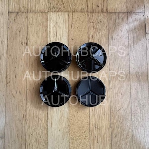 4pcs Gloss Black 63.5 mm (2.5 in) Center Wheel Hub Caps – Compatible with Mercedes-Benz