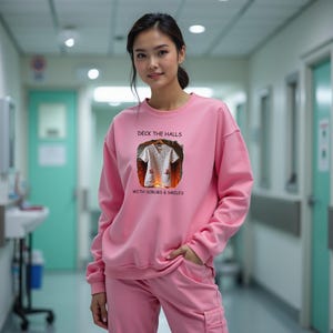 Sudadera navideña de enfermera, regalo navideño de cuello redondo para enfermeras, linda camiseta de invierno para personal médico, divertida camiseta de agradecimiento a la atención médica